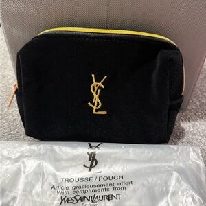 NEW! Yves Saint Laurent Black and Gold Cosmetic Bag